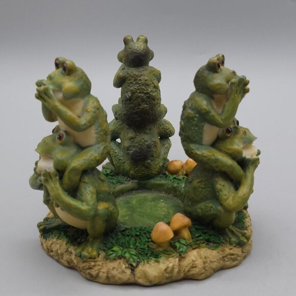 Frog Tealight Candle Holder Figurine With Mushrooms Grass Base - Picture 4 of 7